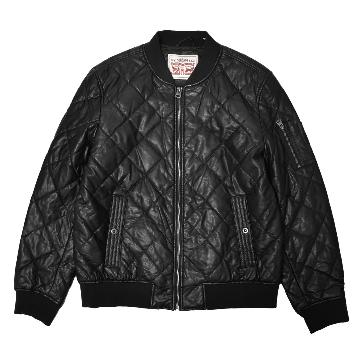 画像1: Levi's Quilted Leather Jacket - Black (1)