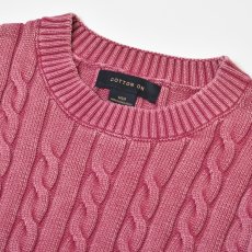 画像2: Cotton On Box Fit Cable Crewneck Sweater - Red (2)
