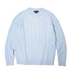 画像1: Cotton On Box Fit Cable Crewneck Sweater - Blue (1)