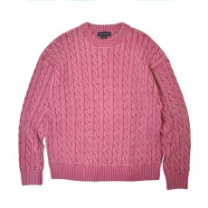 画像1: Cotton On Box Fit Cable Crewneck Sweater - Red (1)