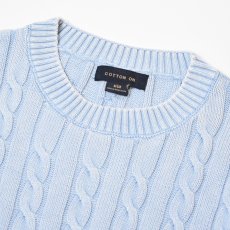 画像2: Cotton On Box Fit Cable Crewneck Sweater - Blue (2)