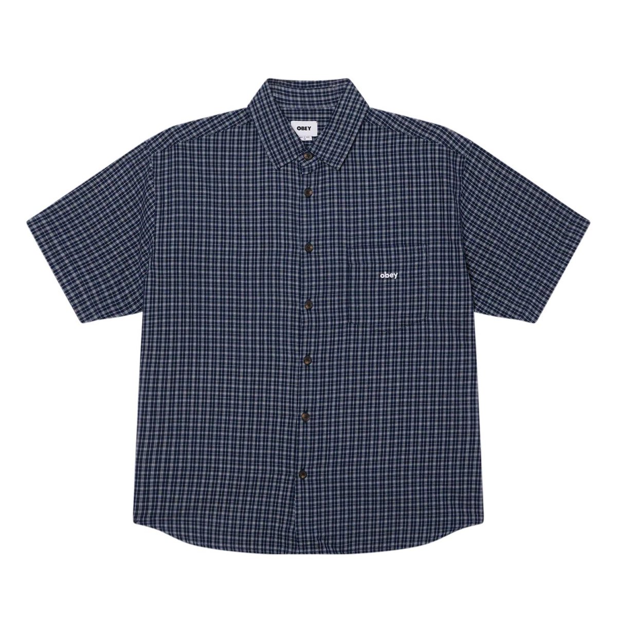 画像1: OBEY Bigwig Ian S/S Shirts - Academy Navy Multi (1)