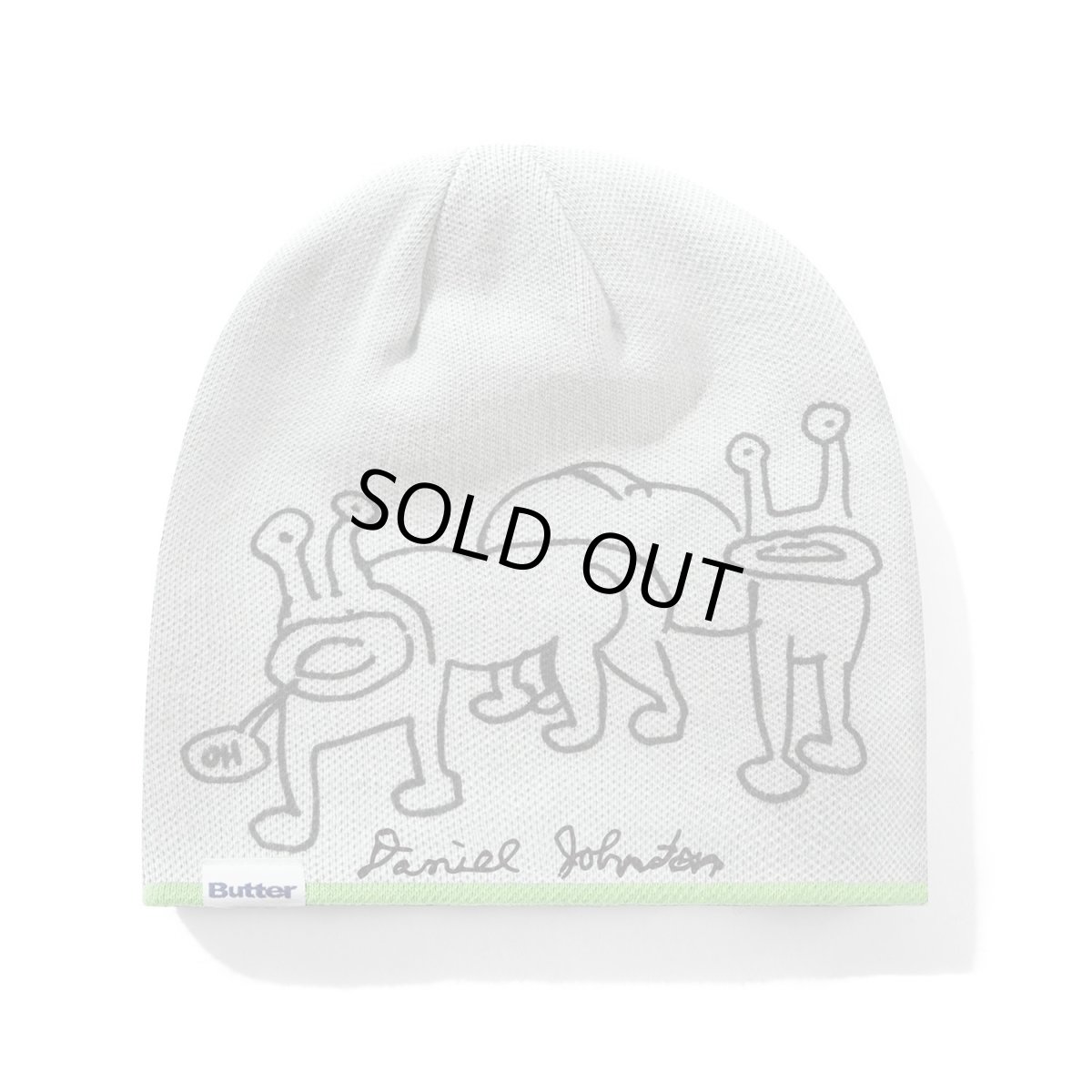 画像1: Butter GoodsｘDaniel Johnston Frog Reversible Beanie - Lime/Grey (1)