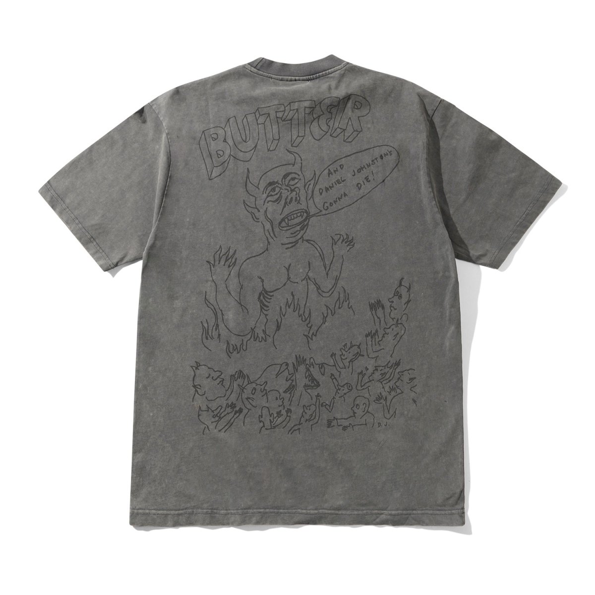 画像2: Butter GoodsｘDaniel Johnston Satan Tee - Black Acid Wash (2)