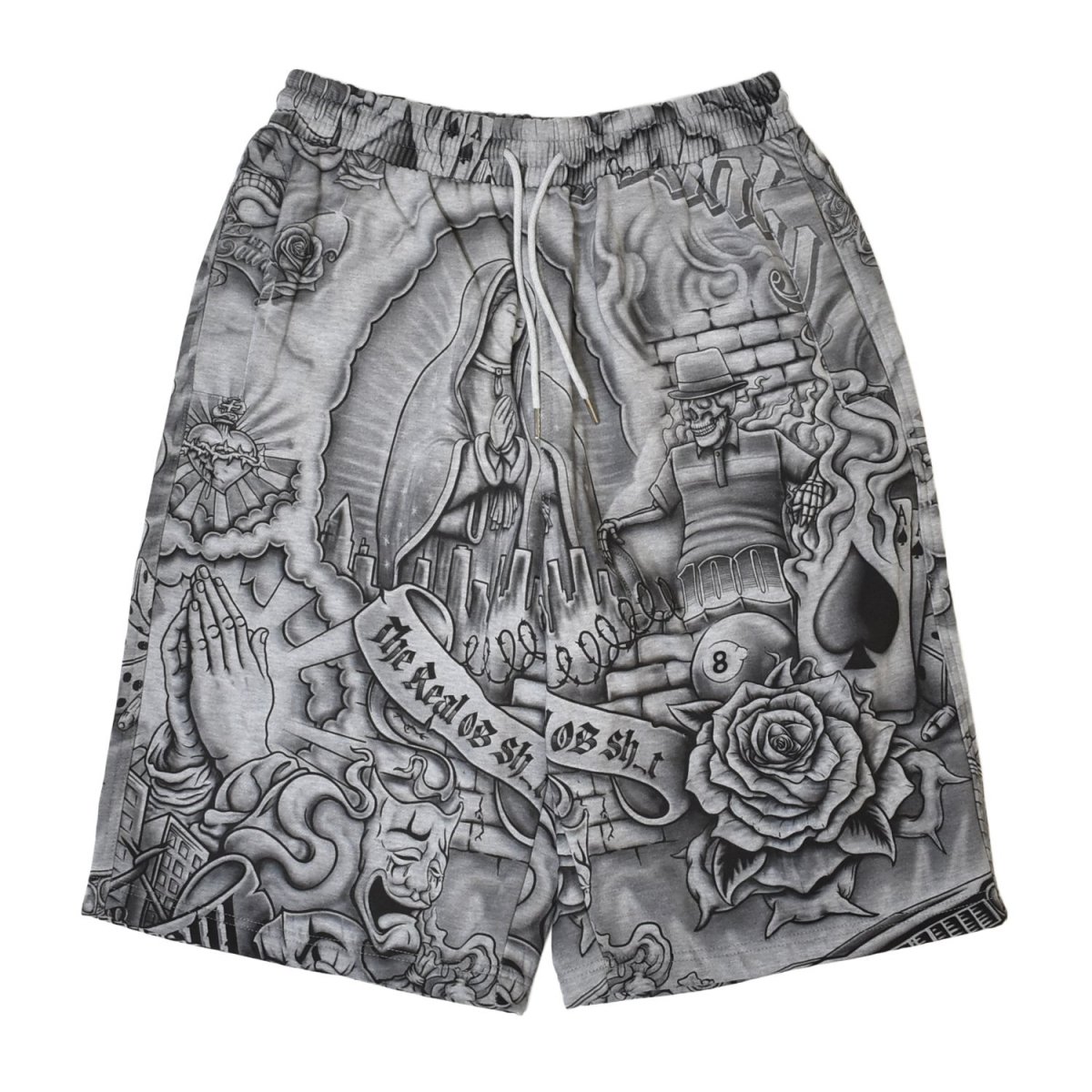 画像1: FB County Inked Up Baggy Fleece Shorts - Grey (1)