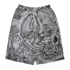 画像1: FB County Inked Up Baggy Fleece Shorts - Grey (1)
