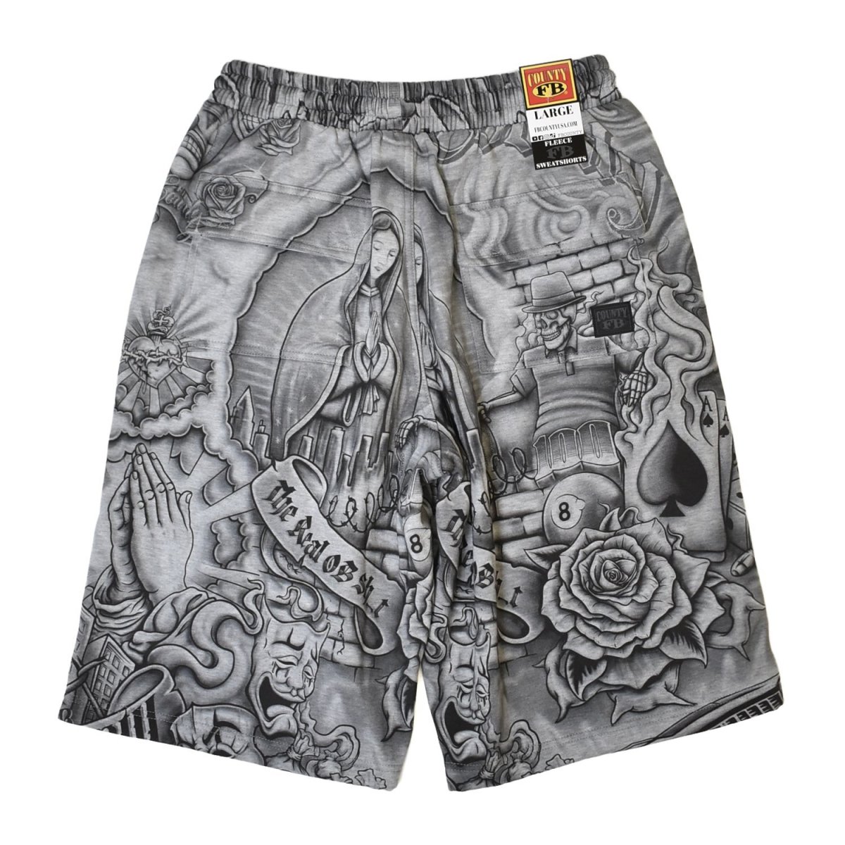 画像2: FB County Inked Up Baggy Fleece Shorts - Grey (2)