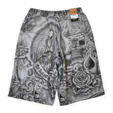 画像2: FB County Inked Up Baggy Fleece Shorts - Grey (2)