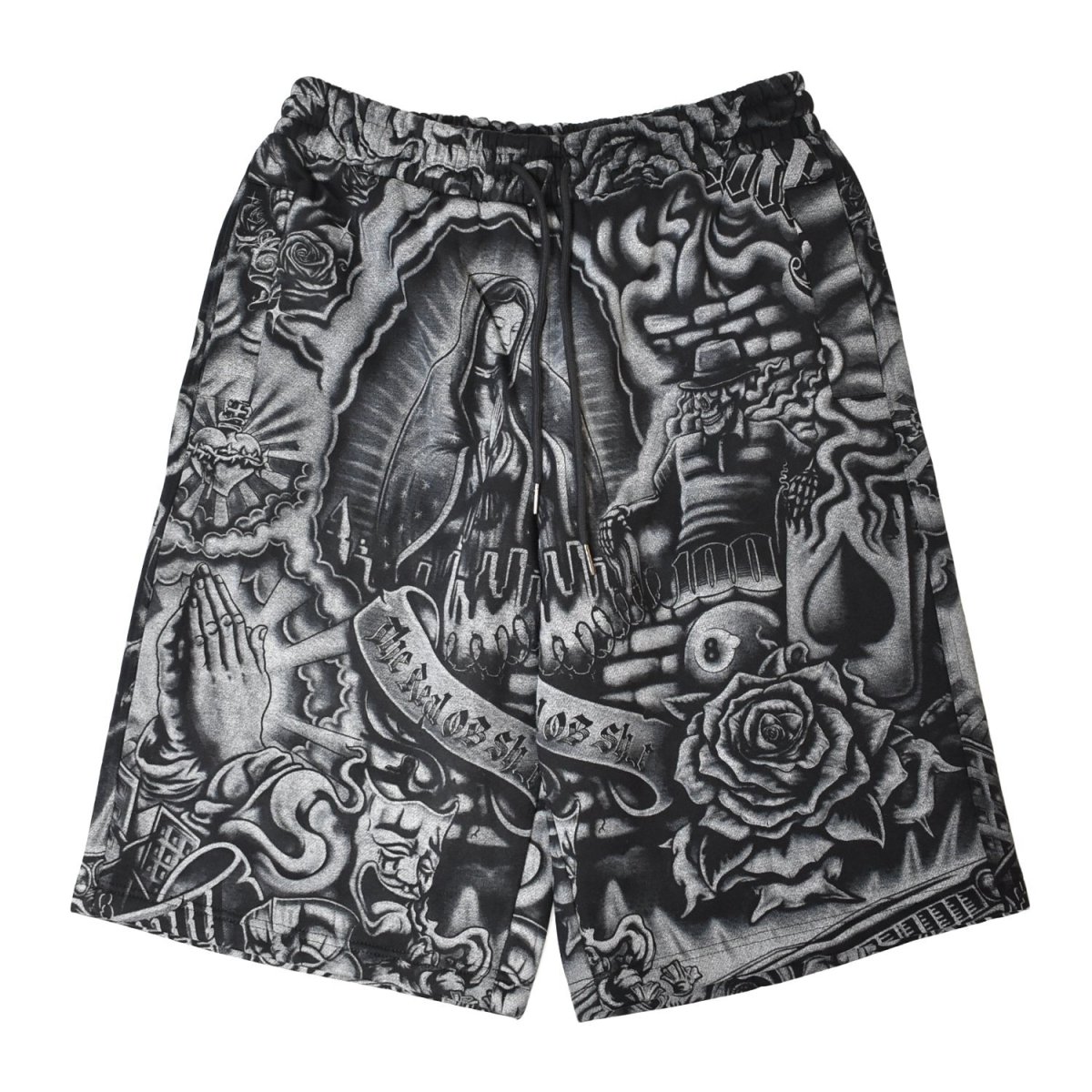 画像1: FB County Inked Up Baggy Fleece Shorts - Black (1)