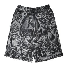 画像1: FB County Inked Up Baggy Fleece Shorts - Black (1)