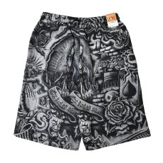 画像2: FB County Inked Up Baggy Fleece Shorts - Black (2)