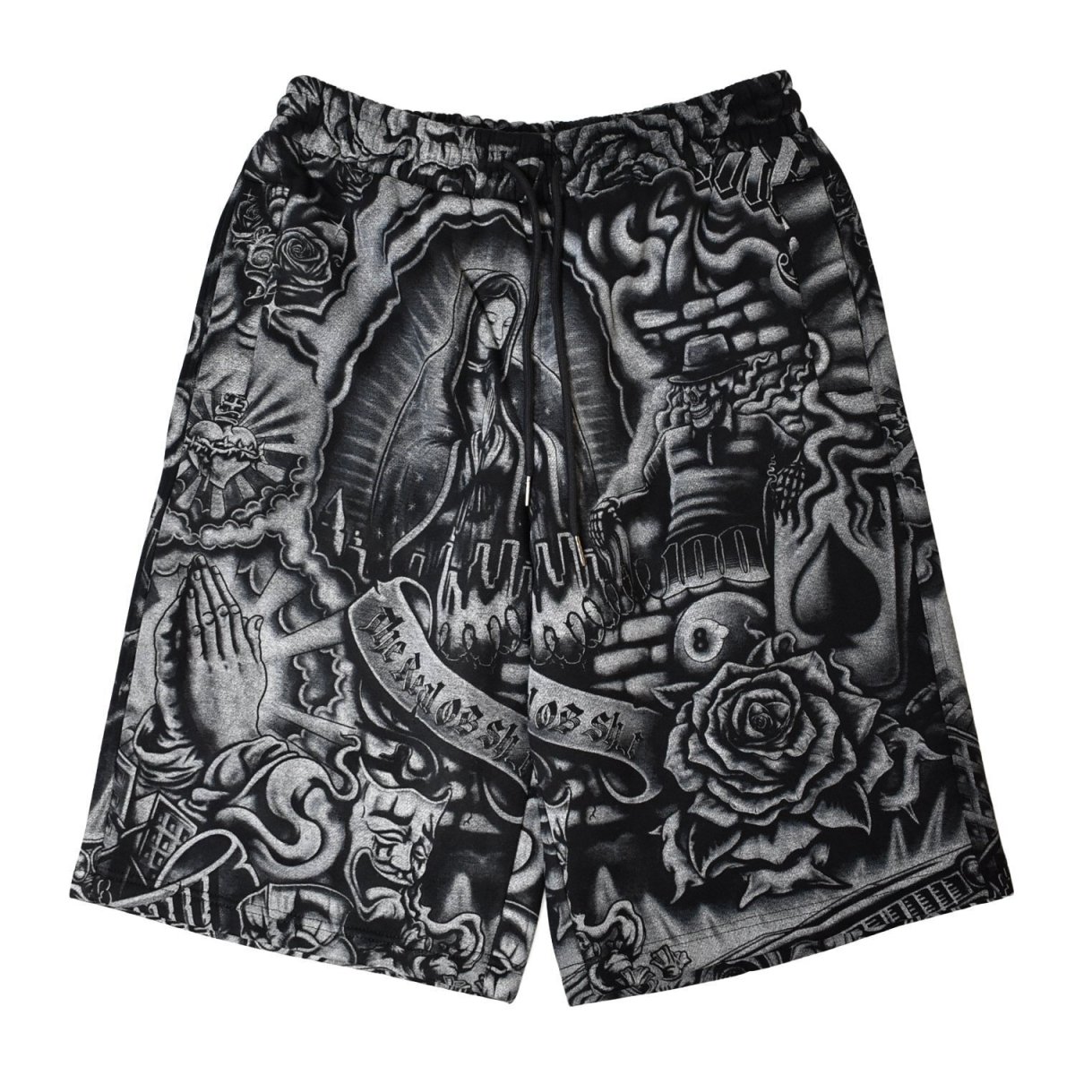 画像1: FB County Inked Up Baggy Fleece Shorts - Black (1)