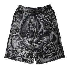 画像1: FB County Inked Up Baggy Fleece Shorts - Black (1)