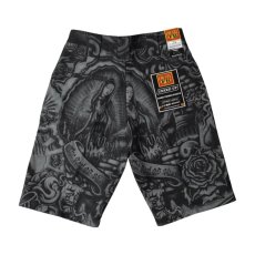 画像2: FB County Laser Printed Inked Up Hard Denim Shorts - Black (2)