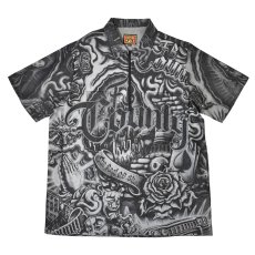 画像1: FB County Inked Up Hard Denim S/S Zip Shirts - Black (1)