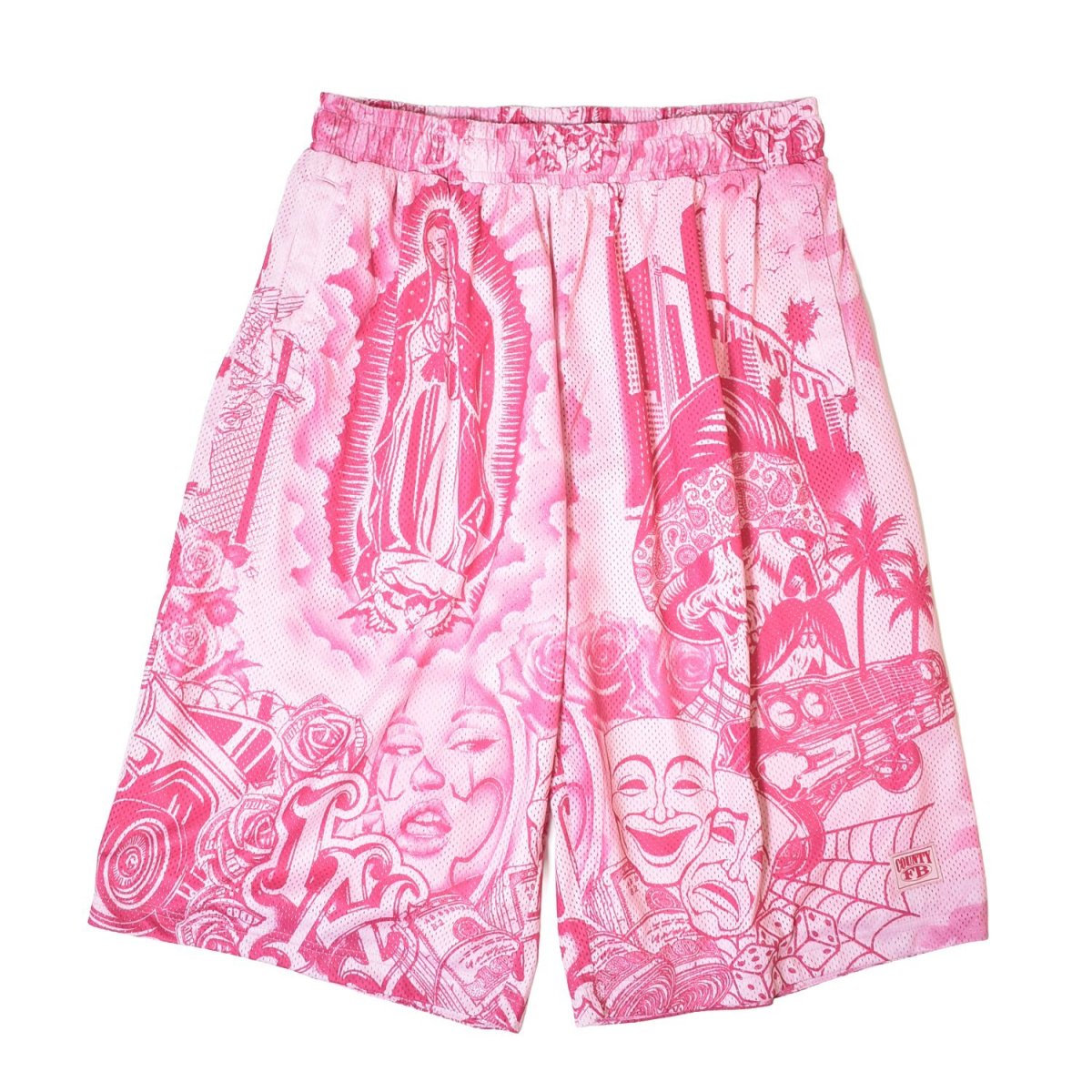 画像1: FB County Graffiti Mesh Shorts - Pink (1)