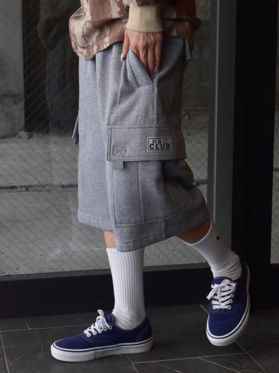 画像7: PRO CLUB Fleece Cargo Shorts - Heather Grey (7)