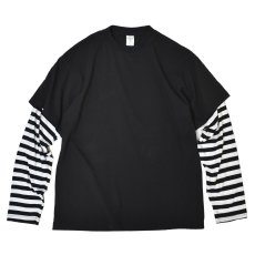 画像1: Cotton Collective Oversized Box 2Fer L/S Tee - BlackｘWhite Striped / コットンコレクティブ (1)
