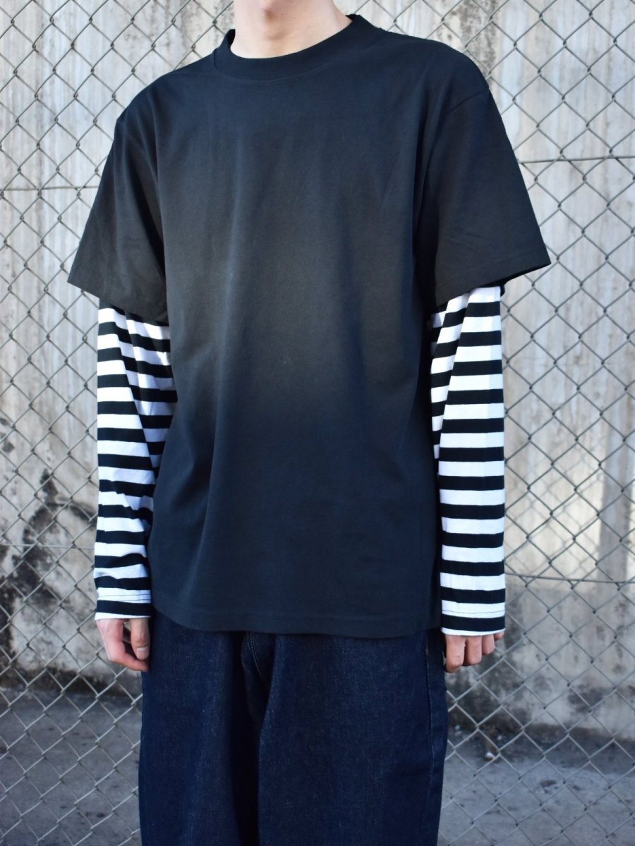 画像6: Cotton Collective Oversized Box 2Fer L/S Tee - BlackｘWhite Striped / コットンコレクティブ (6)