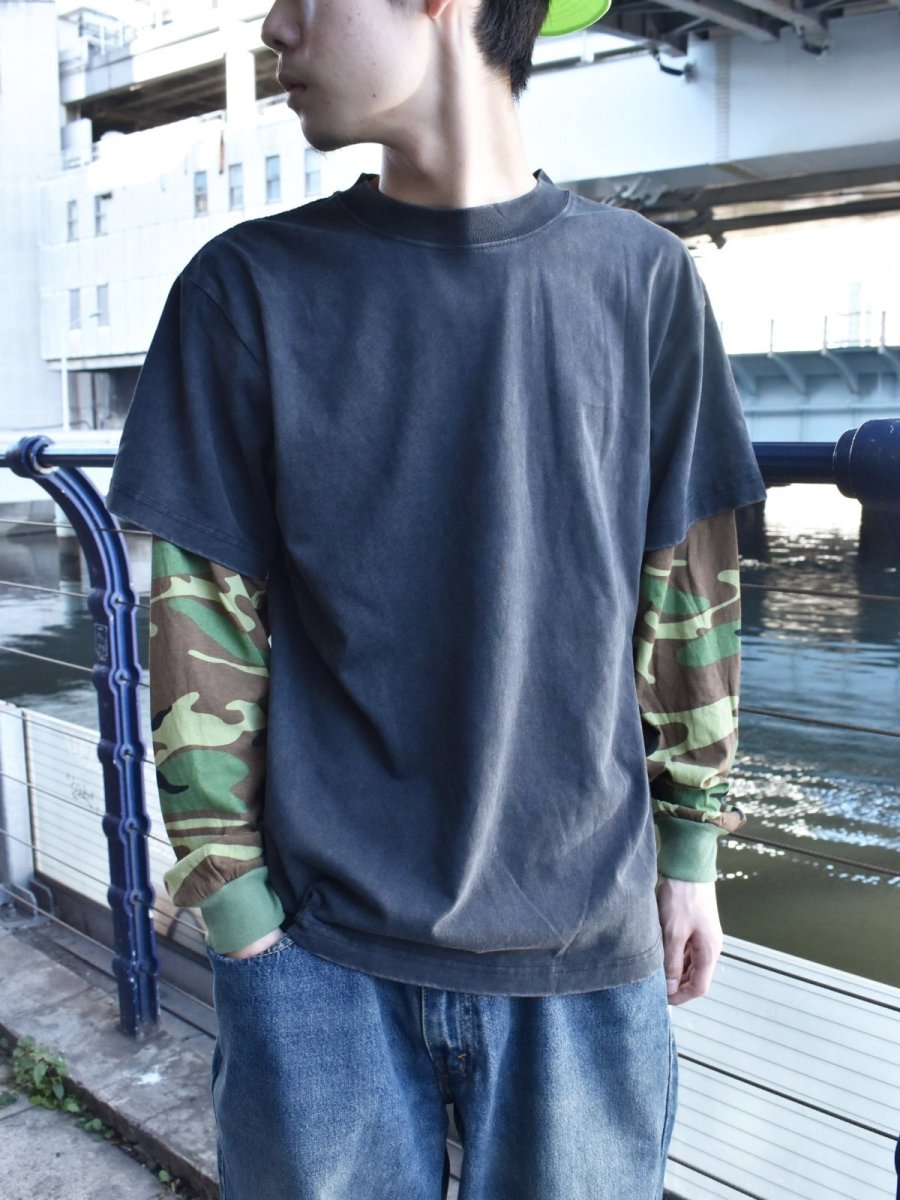 画像7: Cotton Collective Oversized Box 2Fer L/S Tee - Vintage BlackｘCamo / コットンコレクティブ (7)