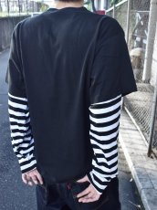 画像7: Cotton Collective Oversized Box 2Fer L/S Tee - BlackｘWhite Striped / コットンコレクティブ (7)