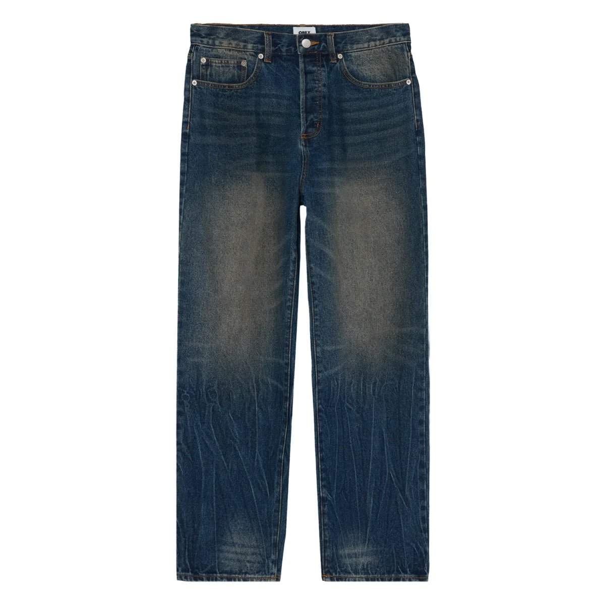 画像1: OBEY Classic Baggy Denim - Oil Stained Indigo (1)