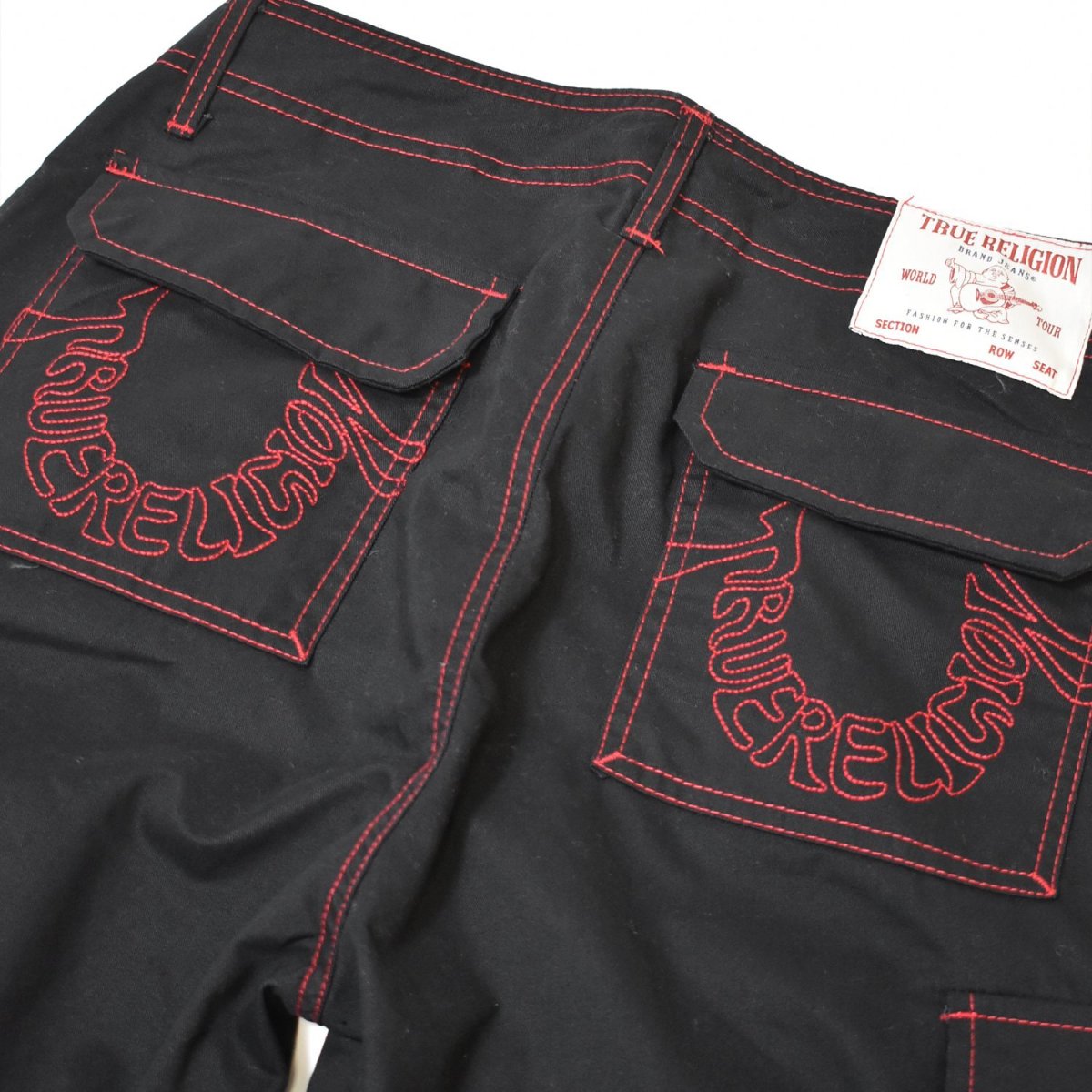 画像3: True Religion Baggy EMB Cargo Pants - Jet BlackｘTR-V Red / トゥルーレリジョン (3)