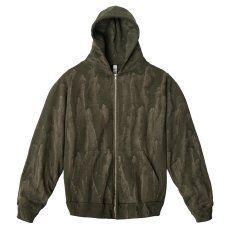 画像1: Los Angeles Apparel 14oz Drip Dye Heavy Fleece Zip Hoodie - Olive / ロサンゼルスアパレル ドリップダイ フルジップ スウェット フーディ (1)