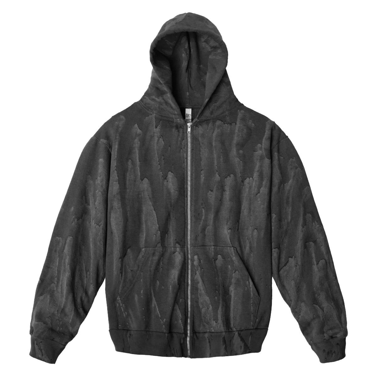 画像1: Los Angeles Apparel 14oz Drip Dye Heavy Fleece Zip Hoodie - Black / ロサンゼルスアパレル ドリップダイ フルジップ スウェット フーディ (1)