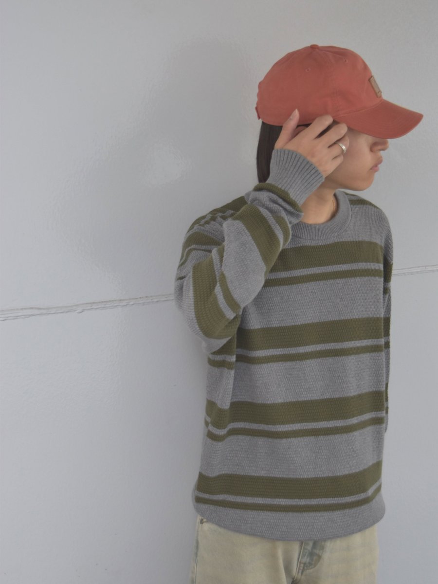 画像7: Calvin Klein Jeans Stripe Cotton Sweater - GreyｘOlive (7)