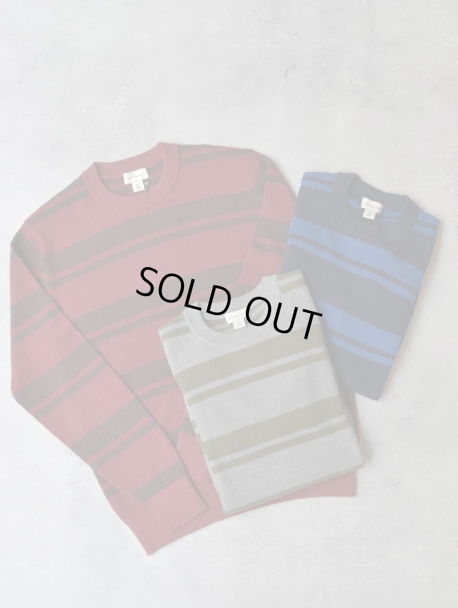 画像8: Calvin Klein Jeans Stripe Cotton Sweater - GreyｘOlive (8)
