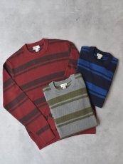 画像8: Calvin Klein Jeans Stripe Cotton Sweater - GreyｘOlive (8)
