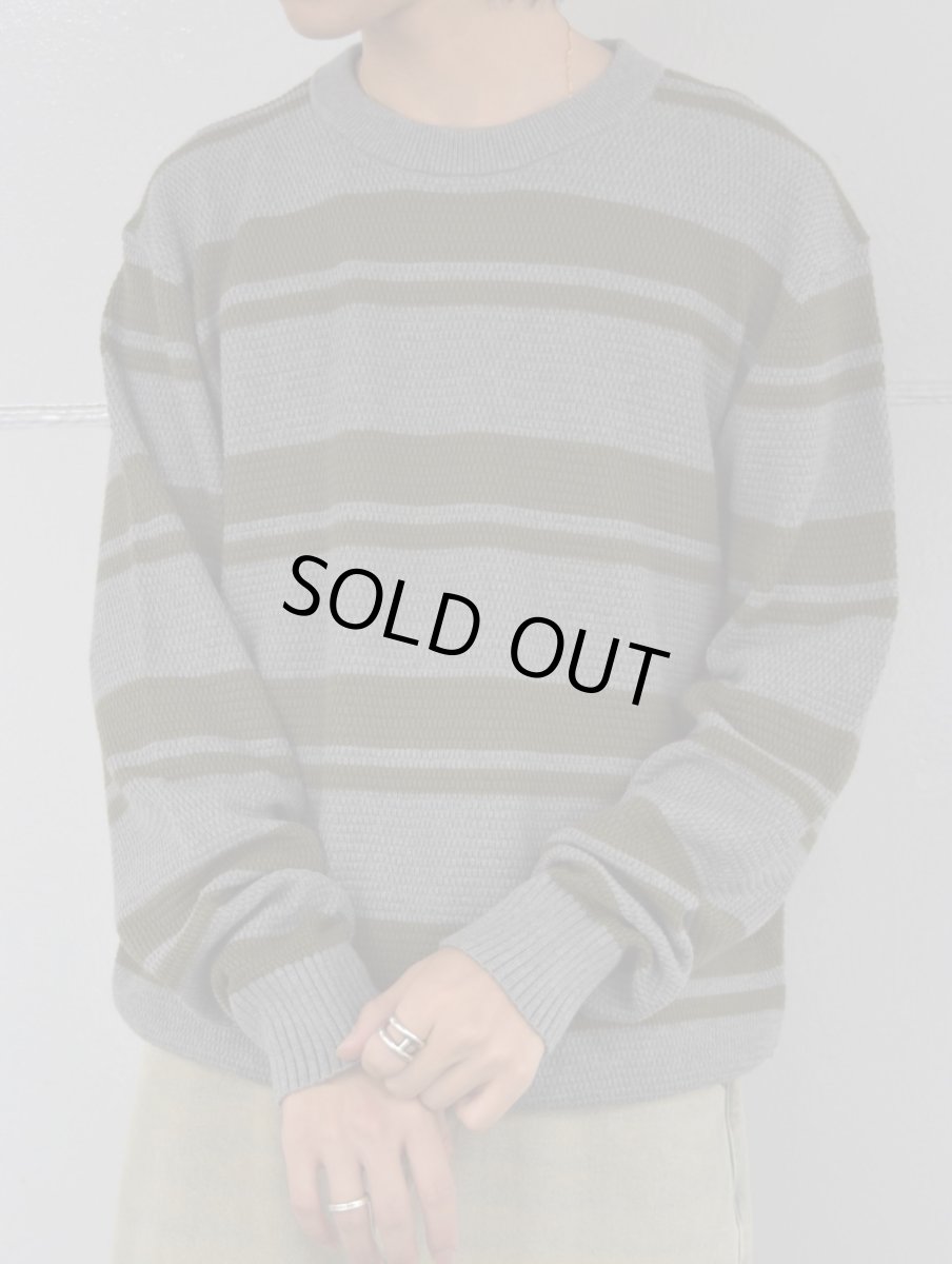 画像6: Calvin Klein Jeans Stripe Cotton Sweater - GreyｘOlive (6)