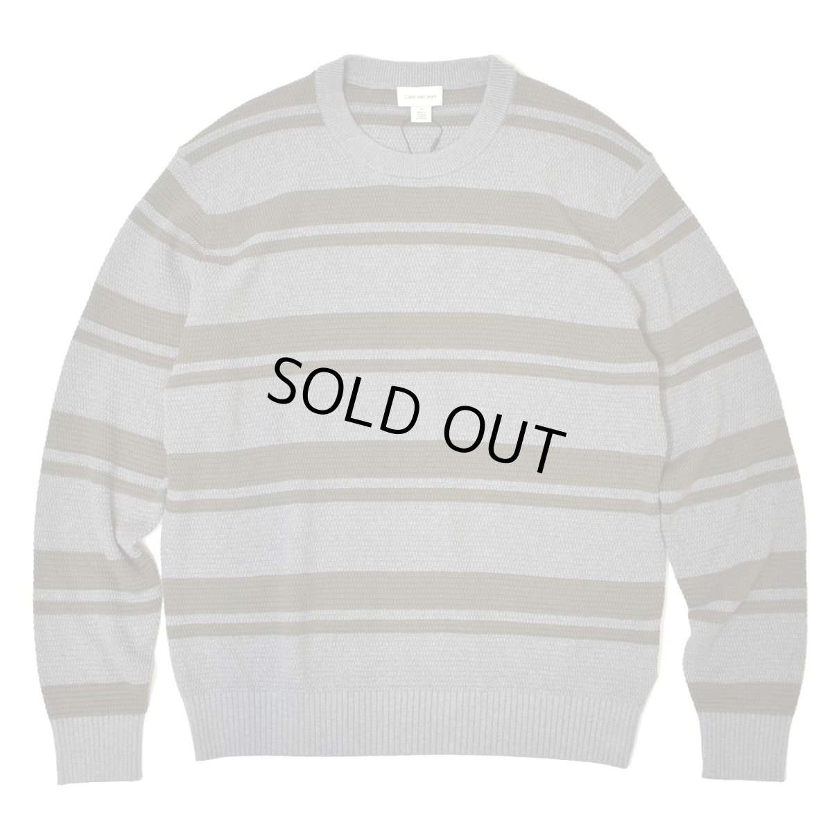 画像1: Calvin Klein Jeans Stripe Cotton Sweater - GreyｘOlive (1)