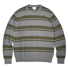 画像1: Calvin Klein Jeans Stripe Cotton Sweater - GreyｘOlive (1)