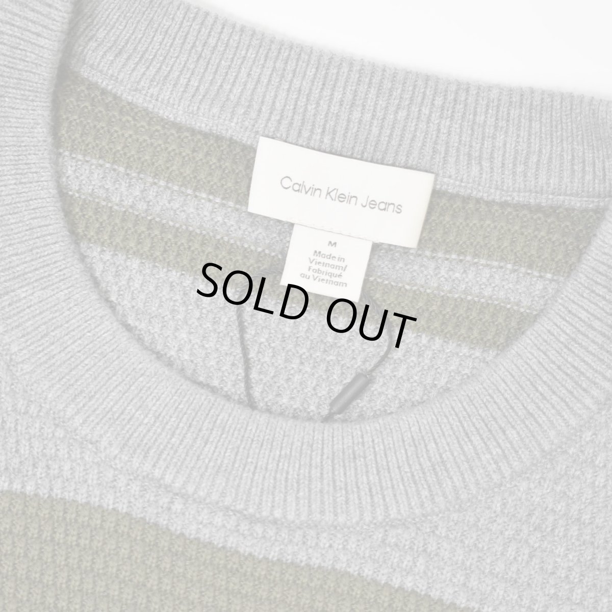 画像3: Calvin Klein Jeans Stripe Cotton Sweater - GreyｘOlive (3)