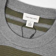 画像3: Calvin Klein Jeans Stripe Cotton Sweater - GreyｘOlive (3)