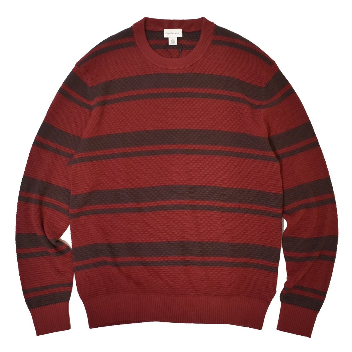 画像1: Calvin Klein Jeans Stripe Cotton Sweater - RedｘBrown (1)