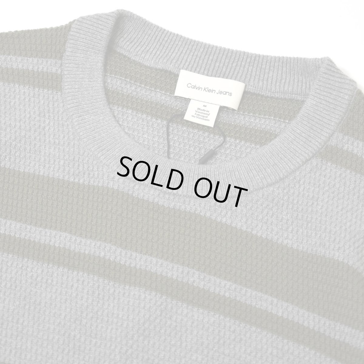 画像2: Calvin Klein Jeans Stripe Cotton Sweater - GreyｘOlive (2)