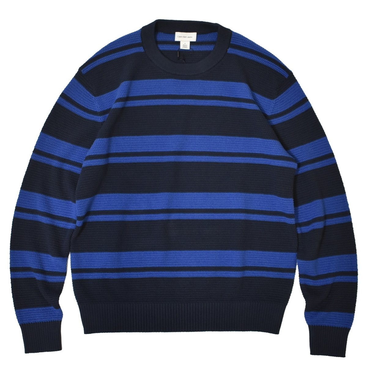 画像1: Calvin Klein Jeans Stripe Cotton Sweater - BlueｘBlack (1)