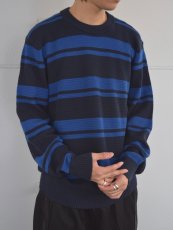 画像6: Calvin Klein Jeans Stripe Cotton Sweater - BlueｘBlack (6)