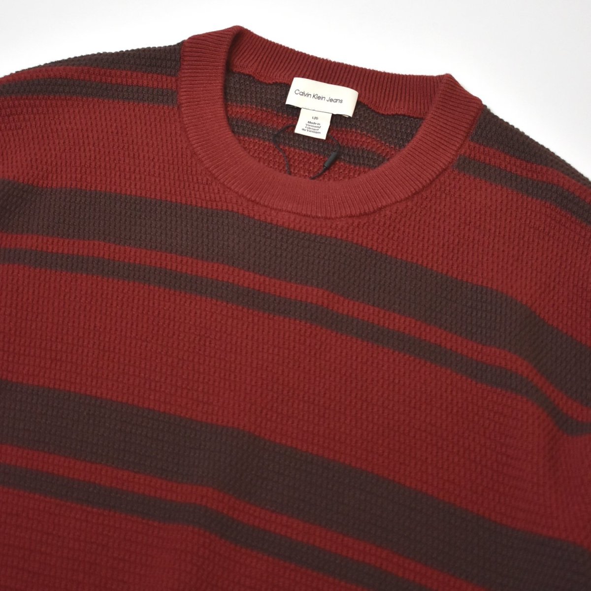 画像2: Calvin Klein Jeans Stripe Cotton Sweater - RedｘBrown (2)
