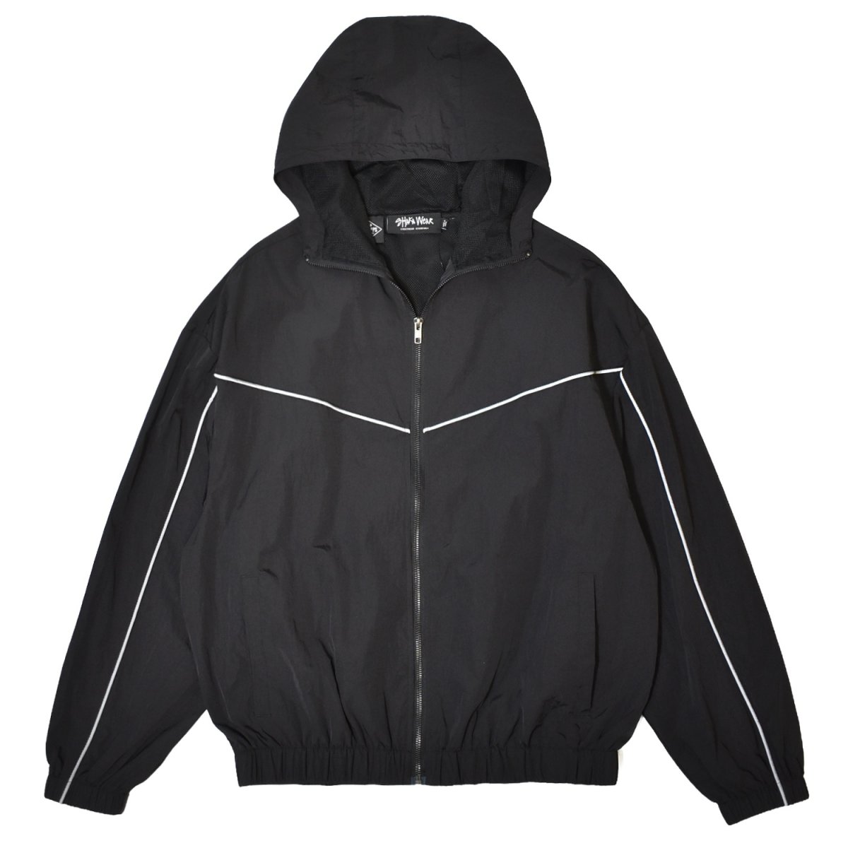 画像1: Shaka Wear Wind Opps Reflective Hoodie - Black / シャカウェア ナイロン リフレクティブ フーディ (1)