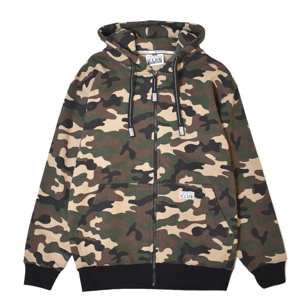 画像1: PRO CLUB Heavyweight Full Zip Fleece Hoodie - Green Camo / プロクラブ ヘビーウェイト フルジップ フリースフーディ (1)