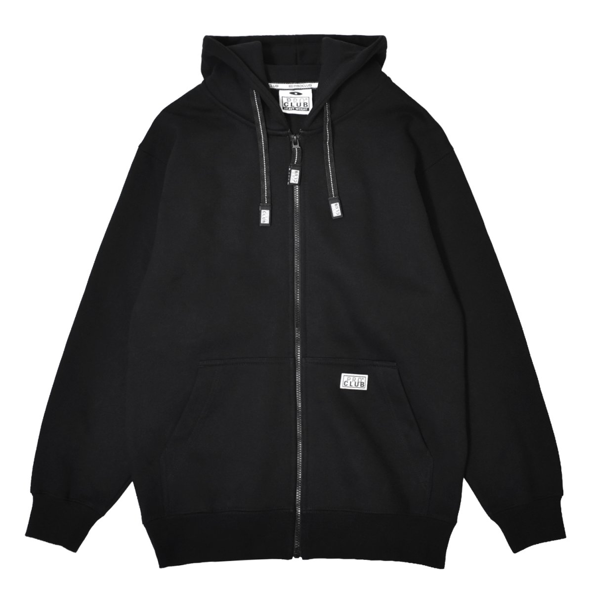 画像1: PRO CLUB Heavyweight Full Zip Fleece Hoodie - Black / プロクラブ ヘビーウェイト フルジップ フリースフーディ (1)