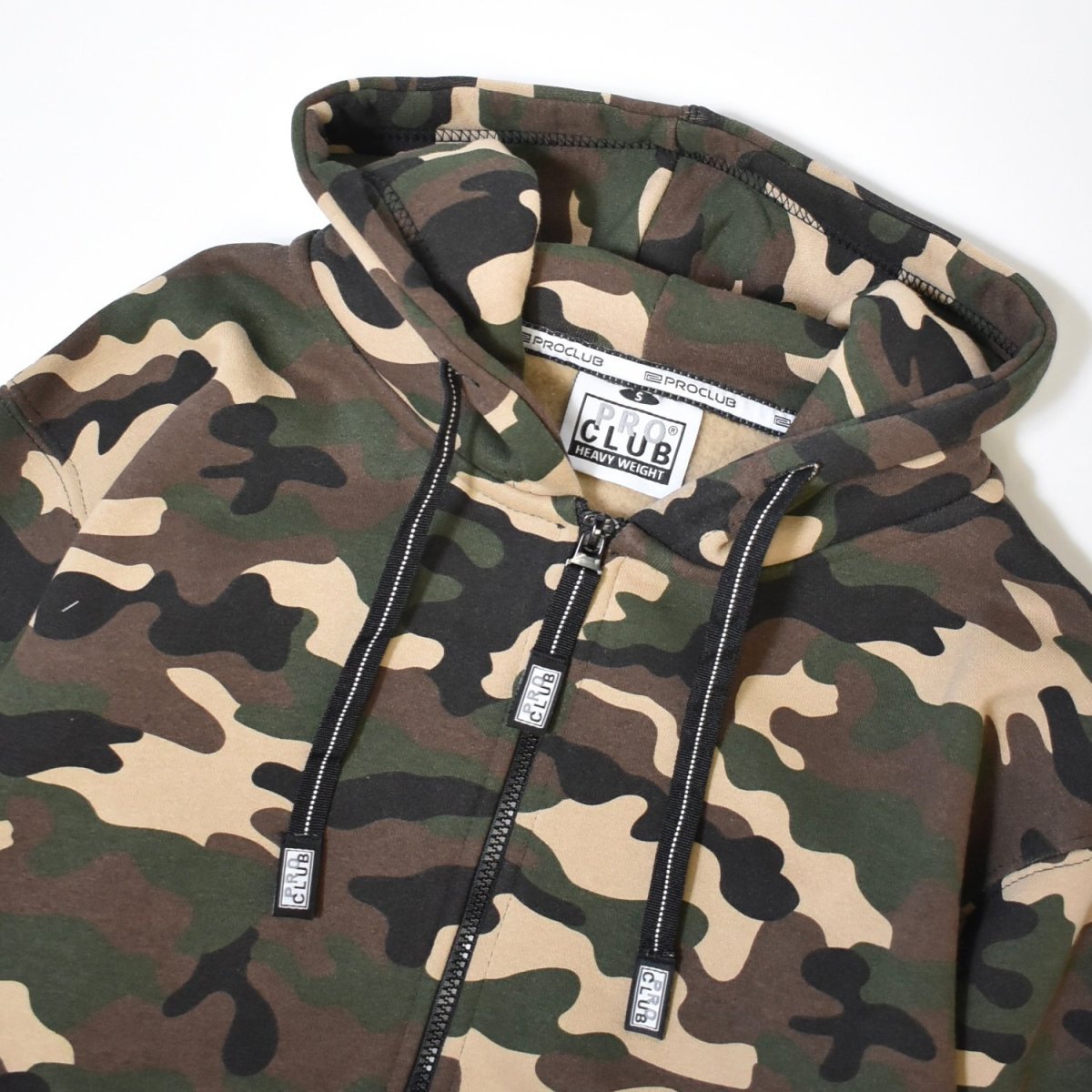画像4: PRO CLUB Heavyweight Full Zip Fleece Hoodie - Green Camo / プロクラブ ヘビーウェイト フルジップ フリースフーディ (4)