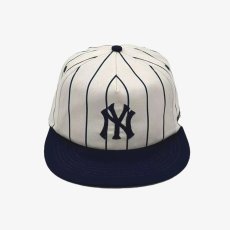 画像1: Uncle Jay's Vintage New York Yankees Twill Pinstripe Cap - WhiteｘNavy (1)