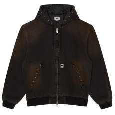画像1: OBEY Studded Zip-Up Jacket - Black Rust Wash / オベイ (1)