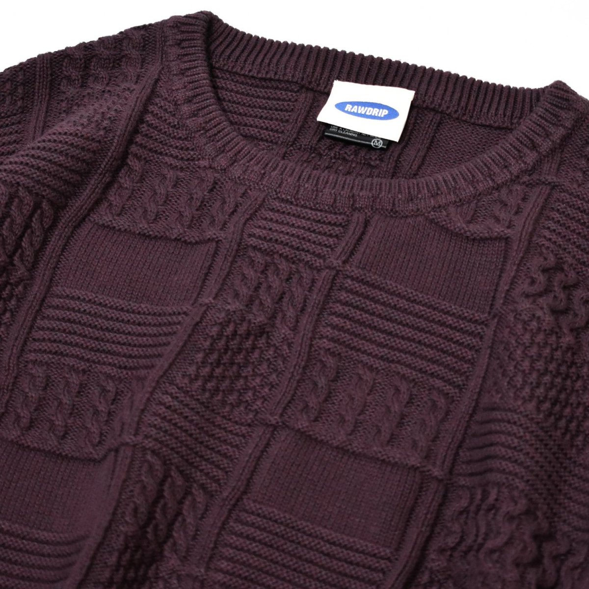 画像2: RAWDRIP Panel Pattern Crew Knit - Brown (2)