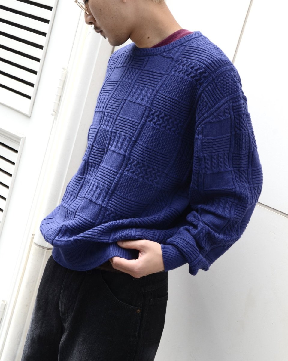 画像10: RAWDRIP Panel Pattern Crew Knit - Navy (10)